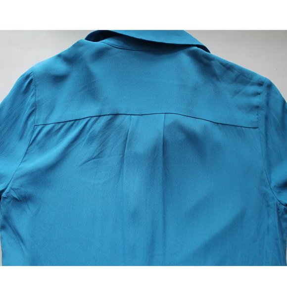 Numi The Simone Button-Up Blouse / Medium / Azur Blue Silk Blend Long Sleeves - Picture 7 of 8